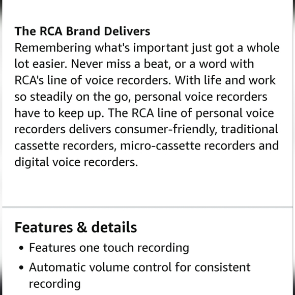 RCA RP3538R Handheld AVR Micro Cassette Recorder Player - Picture 3 of 15